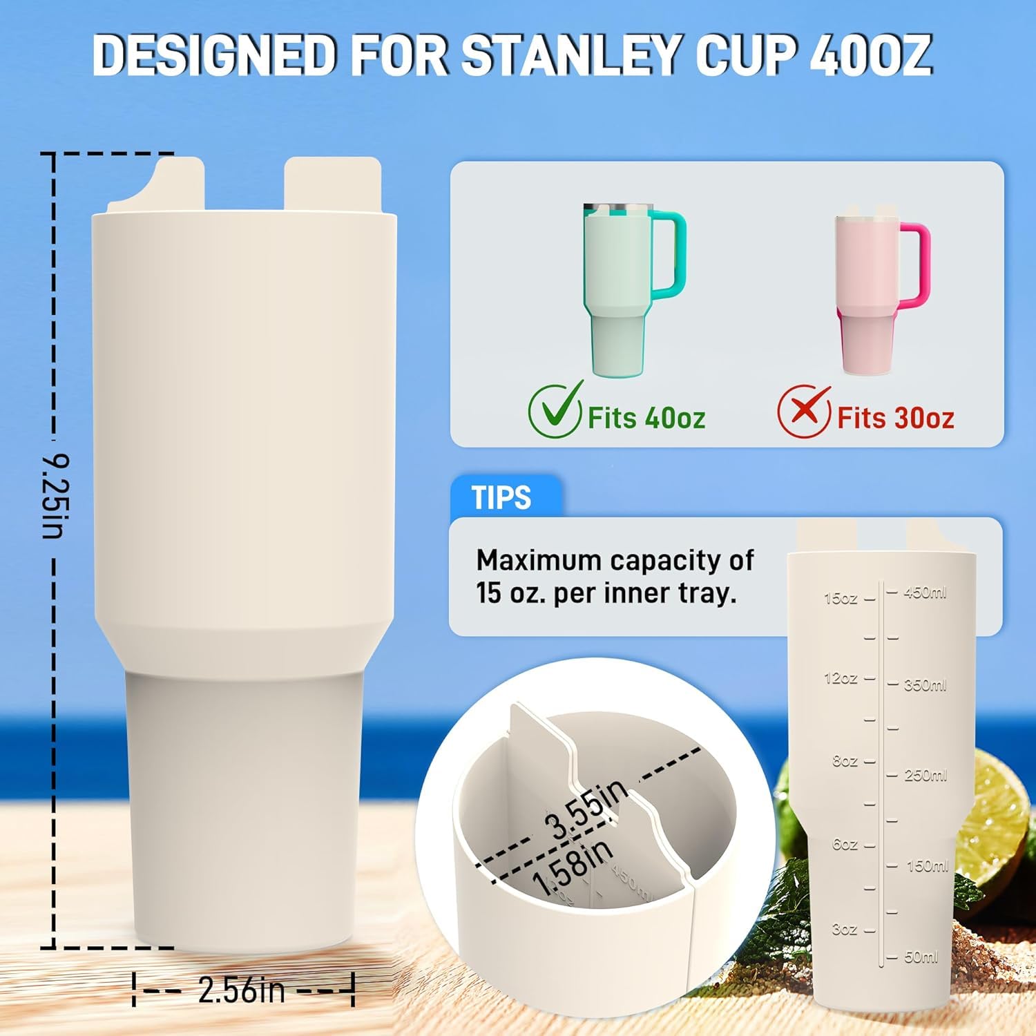 Separatore Per Bevande In Silicone Per Stanley – 2 In 1 Per Tazze Termiche – Accessorio Per Succo E Caffè – 23,5x9 Cm - 2