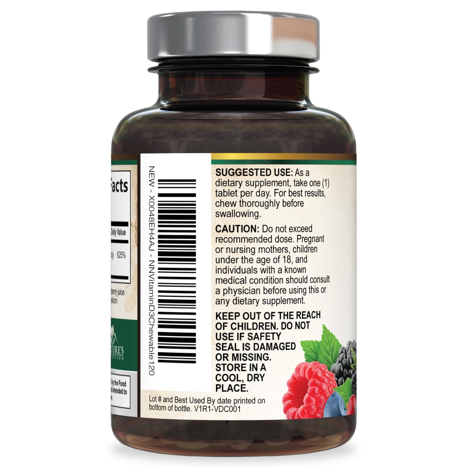 Vitamin D3 5000 IU - Extra Strength Vitamin D Chewable for Immune Health Support - Bone, Teeth and Muscle Support Supplement - Sugar Free - Tasty Raspberry Flavor - Bottled in the USA - 120 Tablets — Amazon image 8