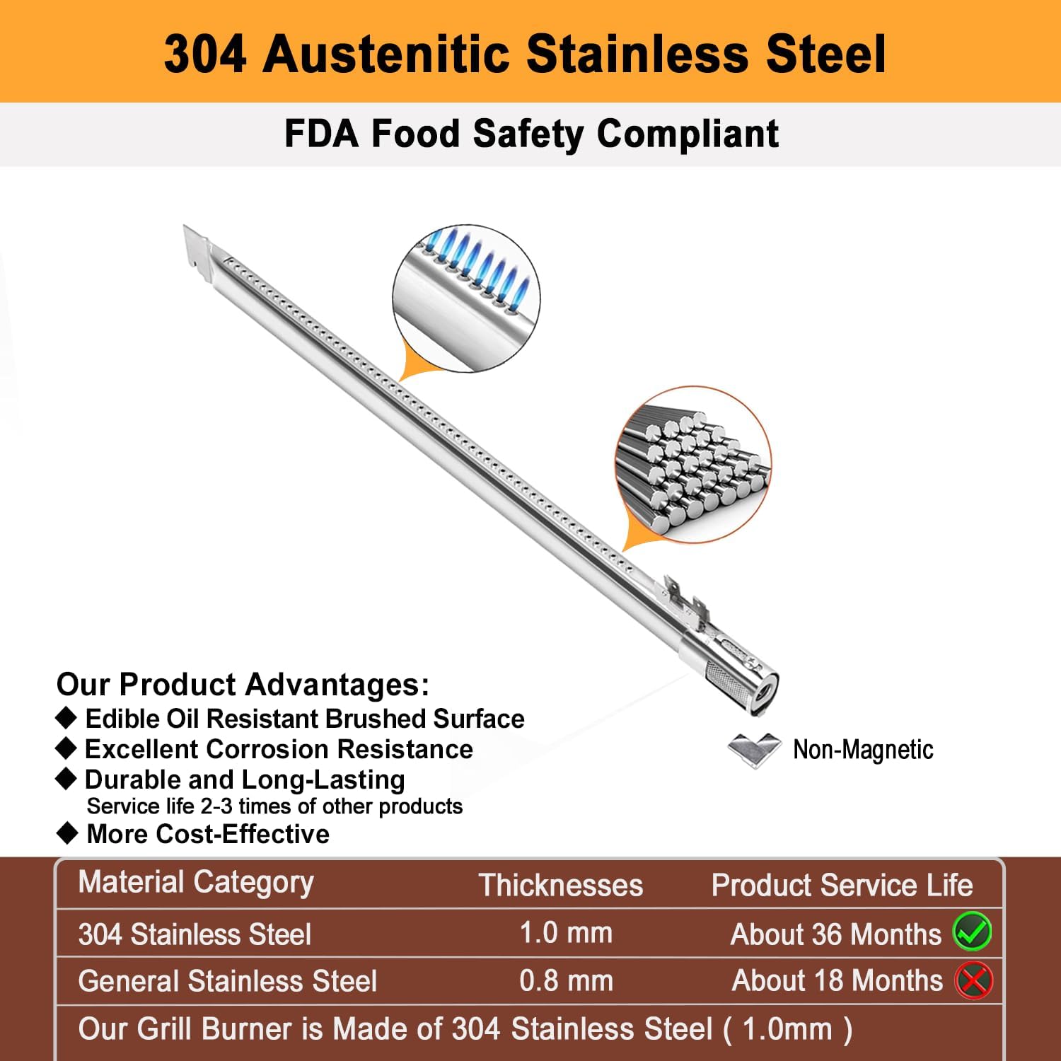 Genesis II Grill Burner for Weber Genesis II E410 E415 E435 & Genesis II LX E440 Series Grills;Weber Genesis ii Grill Burner;Weber Genesis 2 Grill Parts 67490; 4-Burner