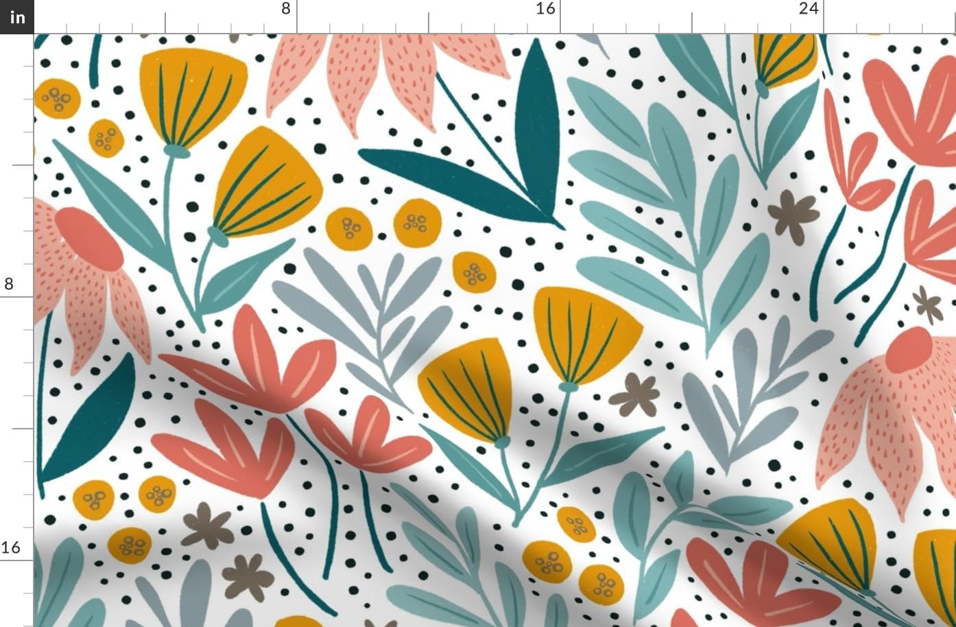 Spoonflower Fabric - Floral Bloom Spring Flowers Flower Garden Cone Wildflowers Printed on Organic Cotton Sateen Fabric by The Yard - Sewing Quilting Apparel Home Decor