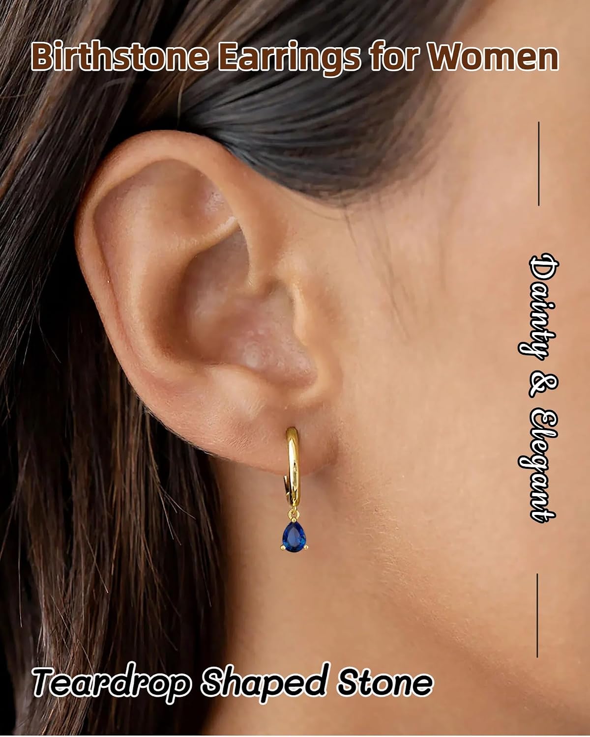 14K Gold Plated Birthstone Earrings for Women Hypoallergenic Dainty Emerald Green Diamond CZ Drop Huggie Hoop Earrings Birthday Jewelry Gifts image 2