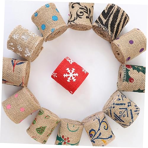 Miniatura 8 de COHEALI 4 cintas de tela de Navidad, cinta de yute, lazo de regalo de Navidad, lazo de envoltura de Navidad, cinta de yute de Navidad, cinta de