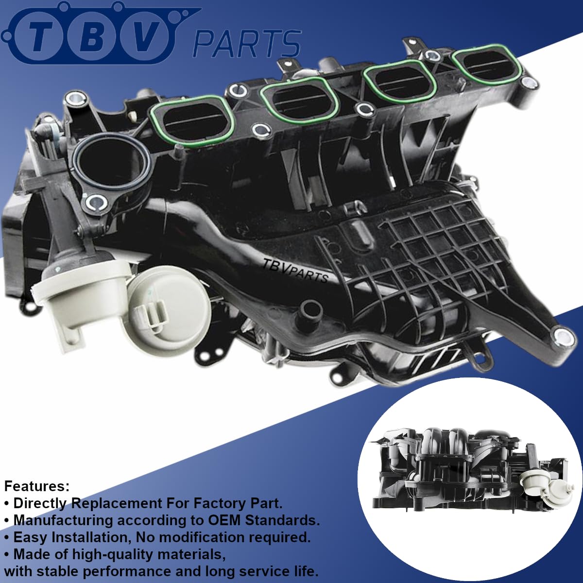 Colector de admisión con juntas, compatible con motores 1.8 y 2.0 gasolina y Flexifuel · Referencias OEM 4M5G9424FT, 5164230, 2100040, 7.10131.04.0 · válido para múltiples vehículos compactos