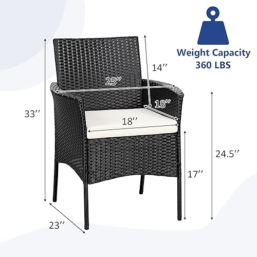 Miniatura 3 de RELAX4LIFE Juego de 2 sillas de mimbre para patio, sillas de ratán de polietileno para interiores y exteriores con respaldo de bastón, cojines de