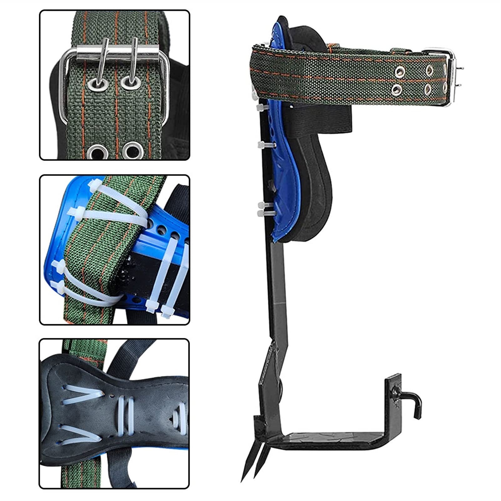 Ensemble de crampons d'escalade , 1 paire d'éperons en acier allié avec corde et harnais de sécurité, capacité de charge de 158 kg, équipement d'arboriste pour grimpeurs, cueillette de fruits, orange