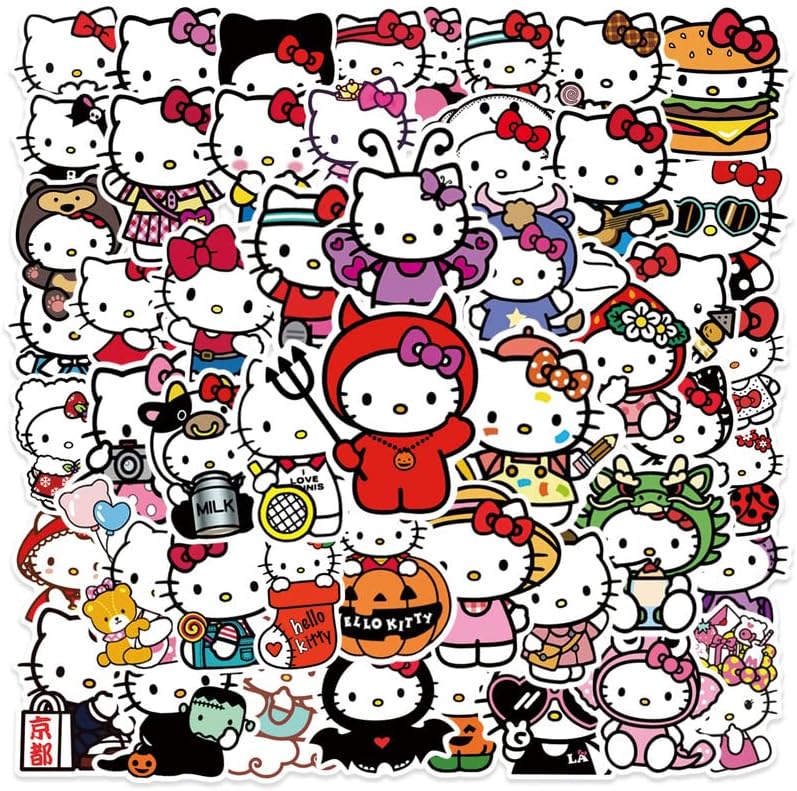 52Pcs Sanriio Stickers Hello Kittty Stickers Mymelody&Kuromii Stickers for Water Bottle Laptop Computer Phone Case Luggage Notebook Skateboard Lunchbox Decals Gifts for Kids Teen Adults