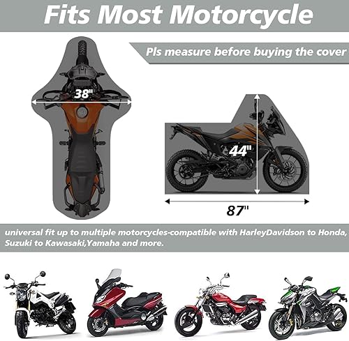 Miniatura 5 de XYZCTEM Funda de motocicleta  Protección impermeable para exteriores para todas las estaciones  Apto para bicicletas turísticas de 87 pulgadas
