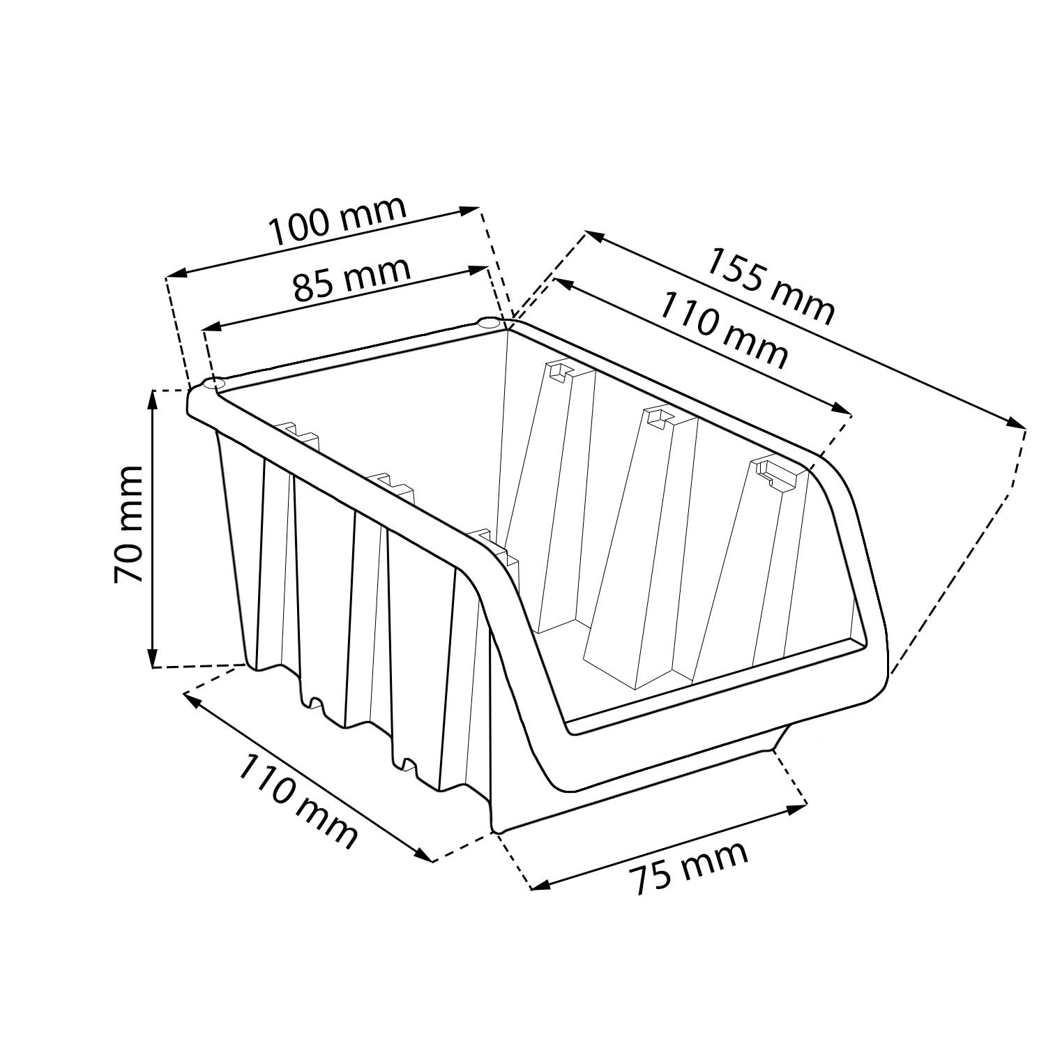 120 Stück Stapelbox Sichtlagerkiste Lagerkistchen IN-Box 0,6 Liter Lagerbox 15,5 x10 x 7 cm