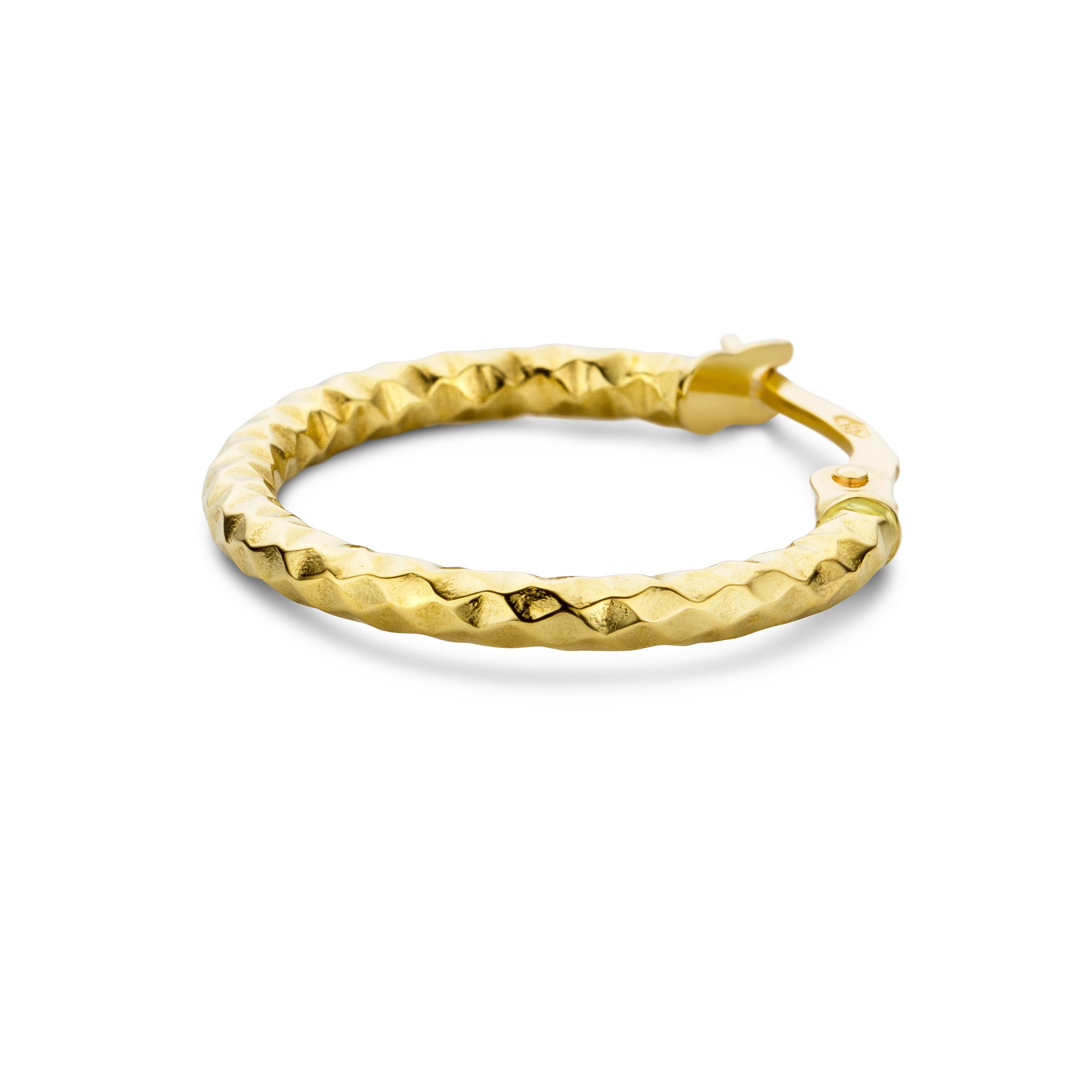 MIORE Ohrringe Gold - 18 karat (750) Gelbgold – Creolen Gold 18.5mm, Hypoallergene Ohrringe Damen, Goldene Creolen mit Struktur, Schmuck Damen, Goldschmuck in Italien hergestellt- mit edler Schmuckbox