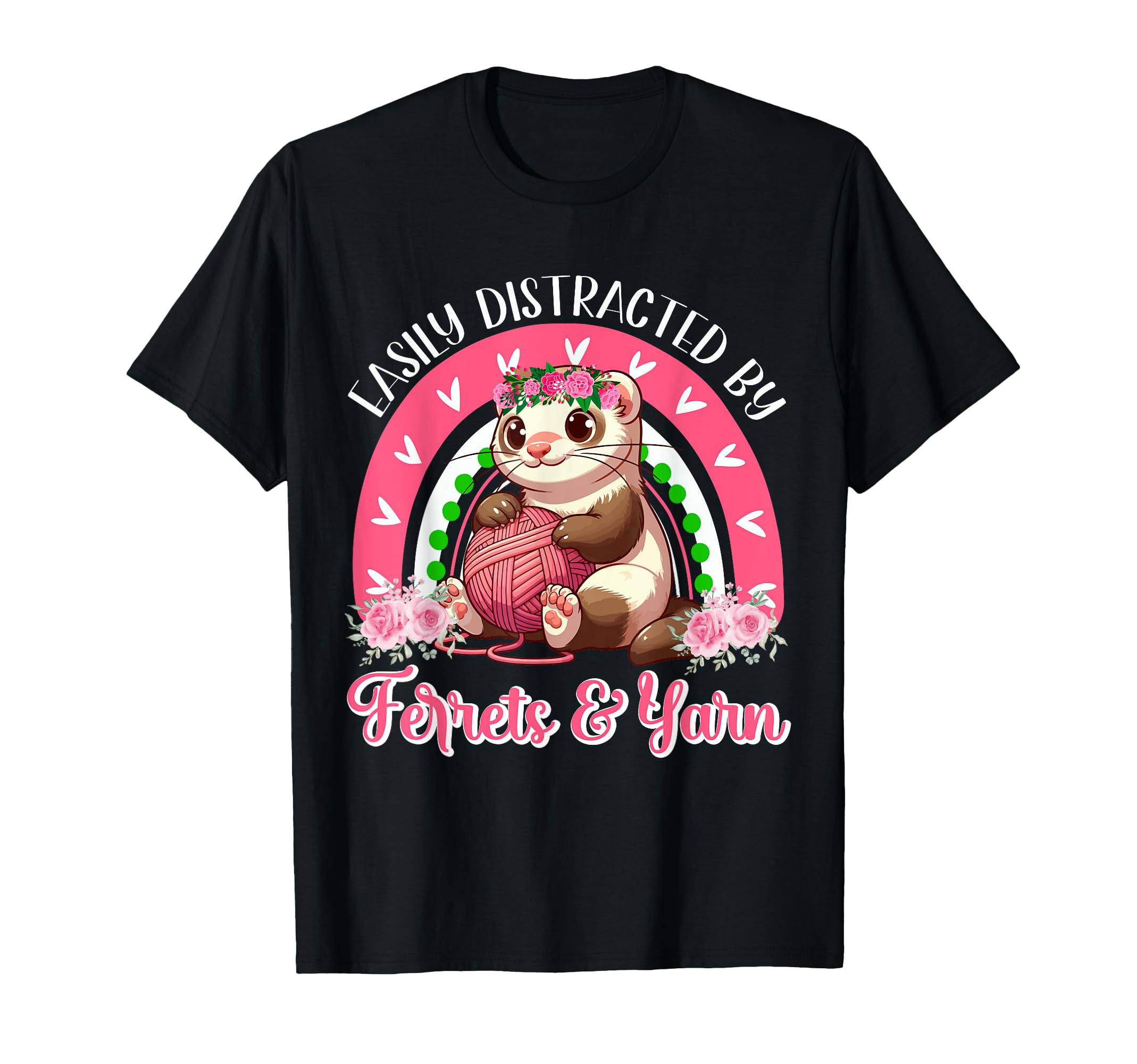 Wild Animal Vacations CostumeEasily Distracted By Ferrets And Yarn Funny Knitting Lover T-Shirt