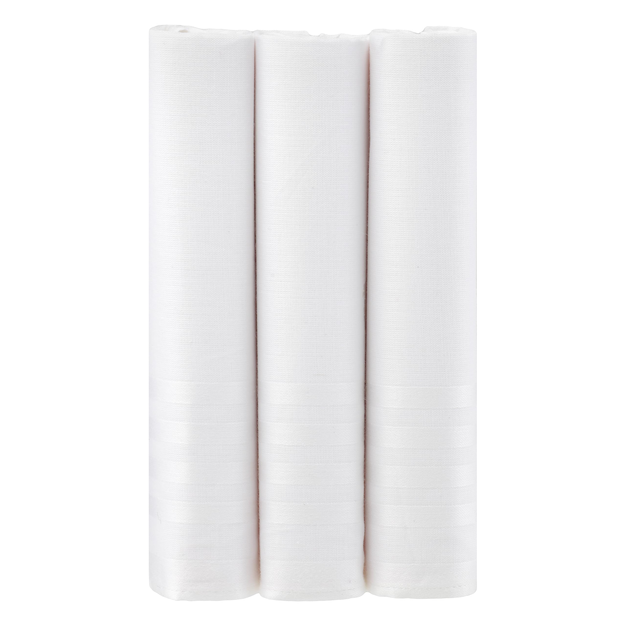 Mandittions Men's 1 Pk Plain White Box Of 3 White Handkerchiefs For Plain Soft Cotton Large Size 45Cm X 45 Cm