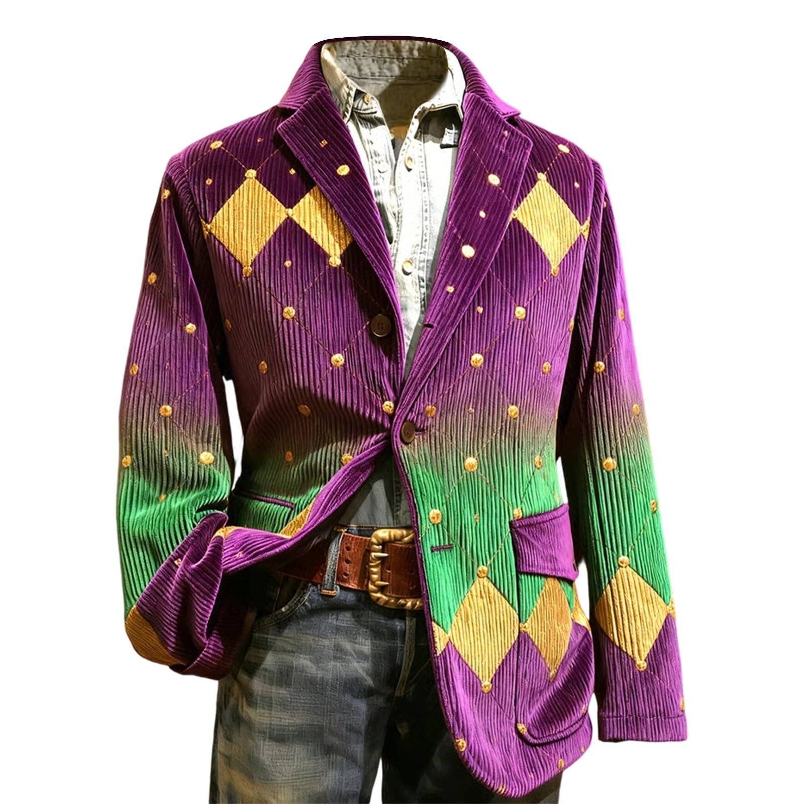 Elegante chaqueta de pana con estampado de esmoquin para hombre, estilo casual, para fiestas, bodas, celebraciones, discotecas, escenarios (10)