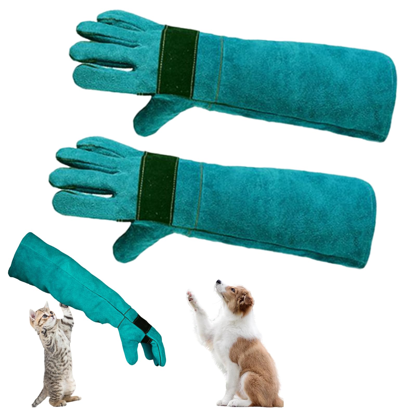 Guanti Anti-Morso Per Animali - Protezione Mani E Avambracci (45cm, Verde) - Foto 8