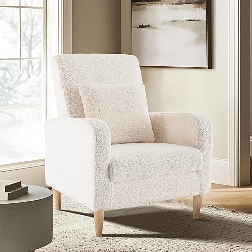 Miniatura 14 de COLAMY - Sillón moderno con cojín para sala de estar, sofá individual y auxiliar para ocio y lectura, tapizado en tela con patas de madera, color