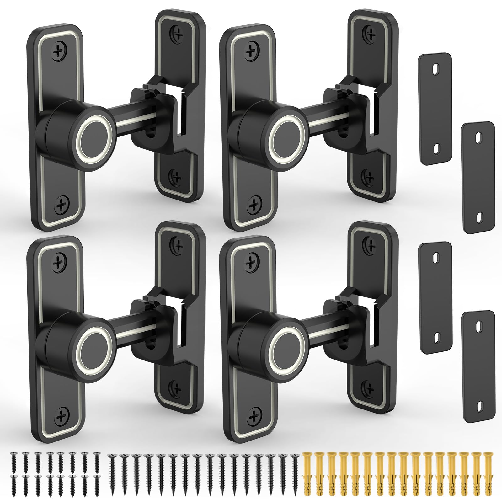 MeBantoo 90° Sliding Barn Door Lock Latch, 4 Pack Luminous Black Gate Lock