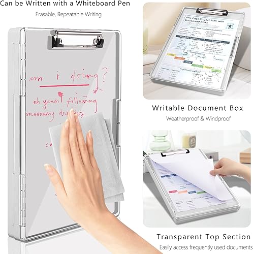 Miniatura 4 de Portapapeles con almacenamiento, tableros de clip resistentes de 8.5 x 11 pulgadas con 2 estuches de almacenamiento, portapapeles de almacenamiento