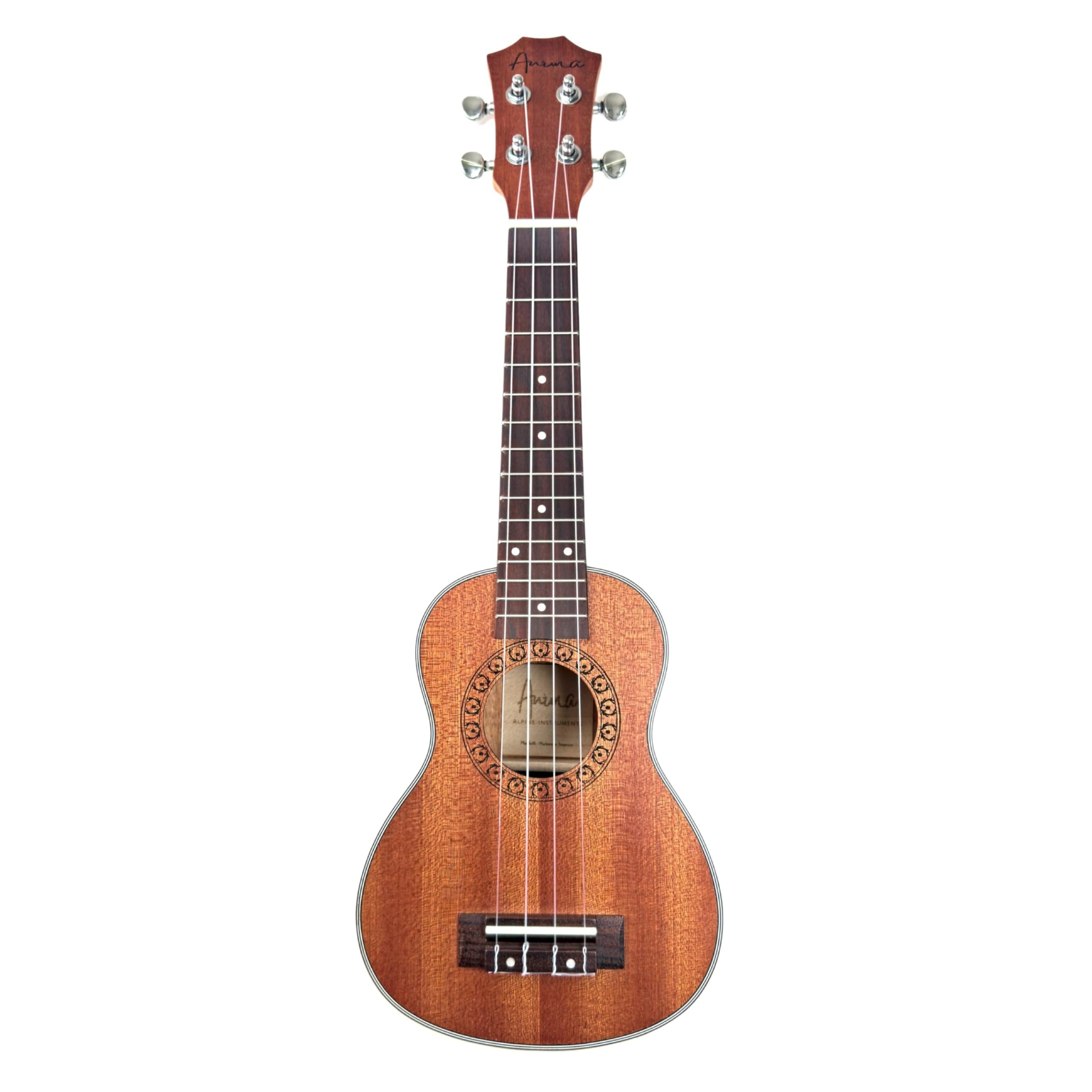 ANIMA Set ukulele soprano Mahonia in mogano con borsa e metodo facile, ideale per principianti, bambini e adulti