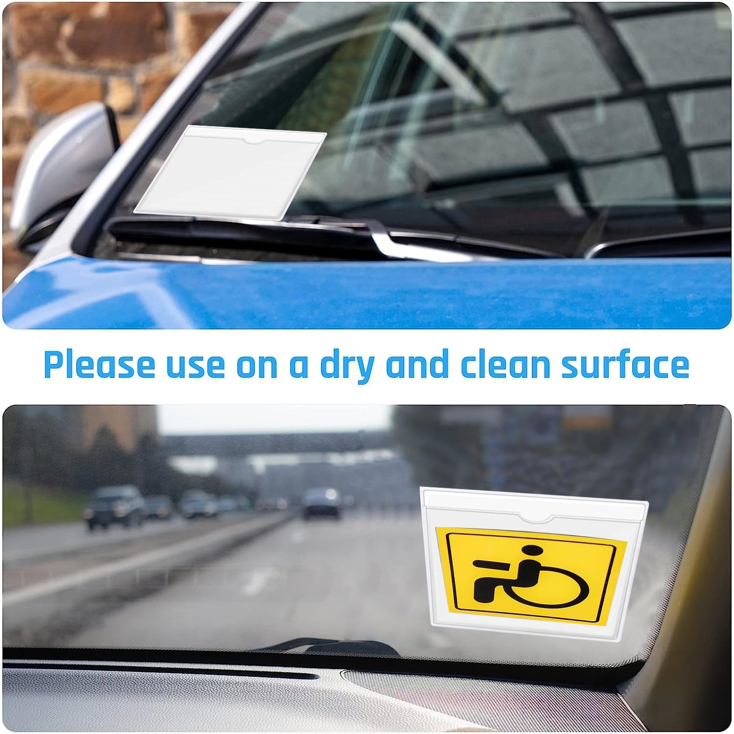 6 Supports Pare-Brise Pour Voiture - Porte-Cartes Transparent - Macaron Handicapé, Tickets Parking