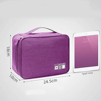 Cable Bag Cable Organiser for Travel Electronics Bag Charging Cable Storage Travel Organiser (Purple)