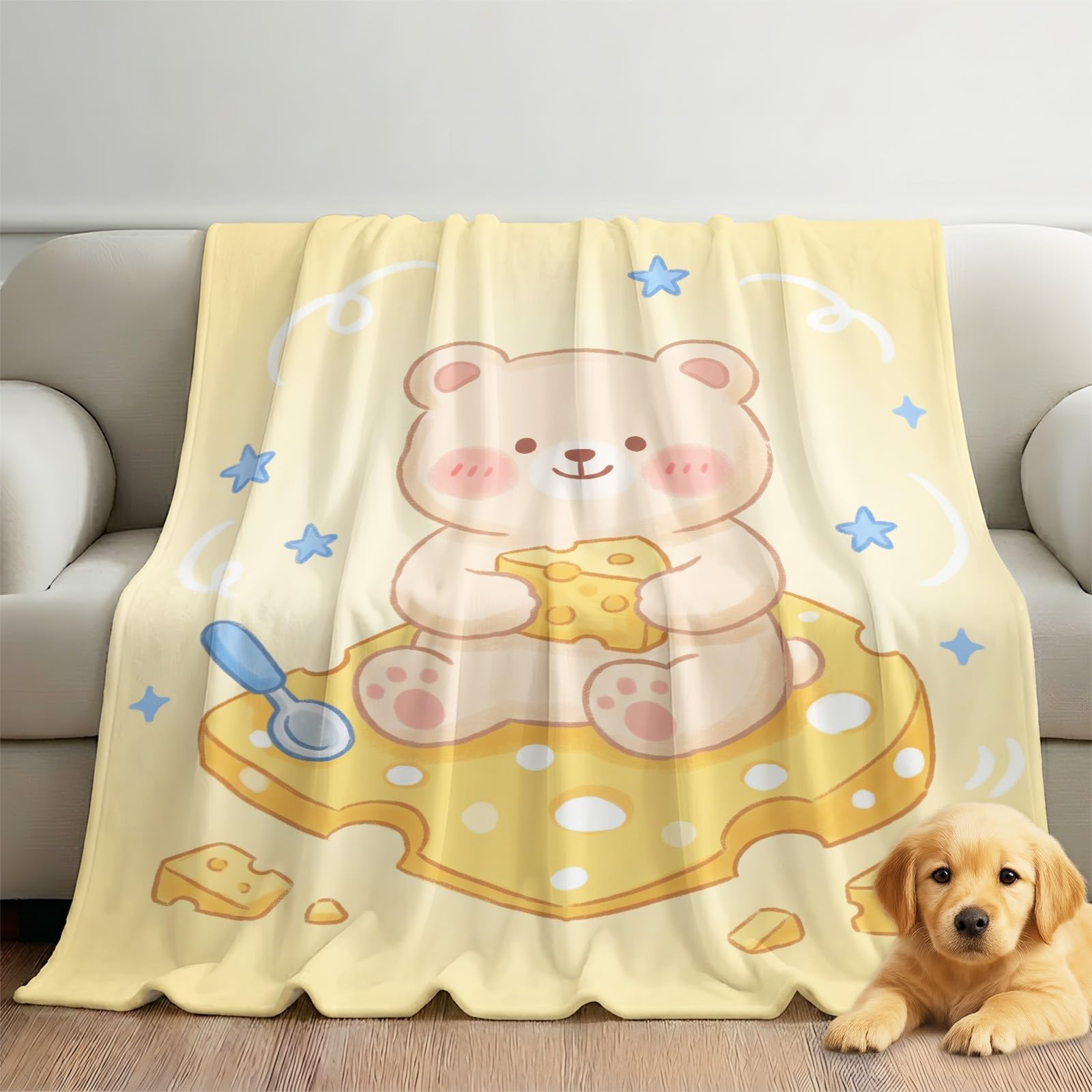 Cute Food Cartoon Lekki koc 180 x 220 cm Flanelowy polar narzuta