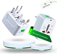 Kit 2 Adaptadores Tomada Universal Padrão Internacional Adaptador Mais de 150 Países Para Viagem Bivolt EUA UK JP AU EU Premium