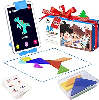 Qxtamo® Innovative AR Tangrams Puzzles Games, 1000+ Animated Sensory Toys, Family Travel Learning Education STEM Toys Birthday Gift Party Favors for Kids Children Boys Girls Teens, Ages 3+ Year Old