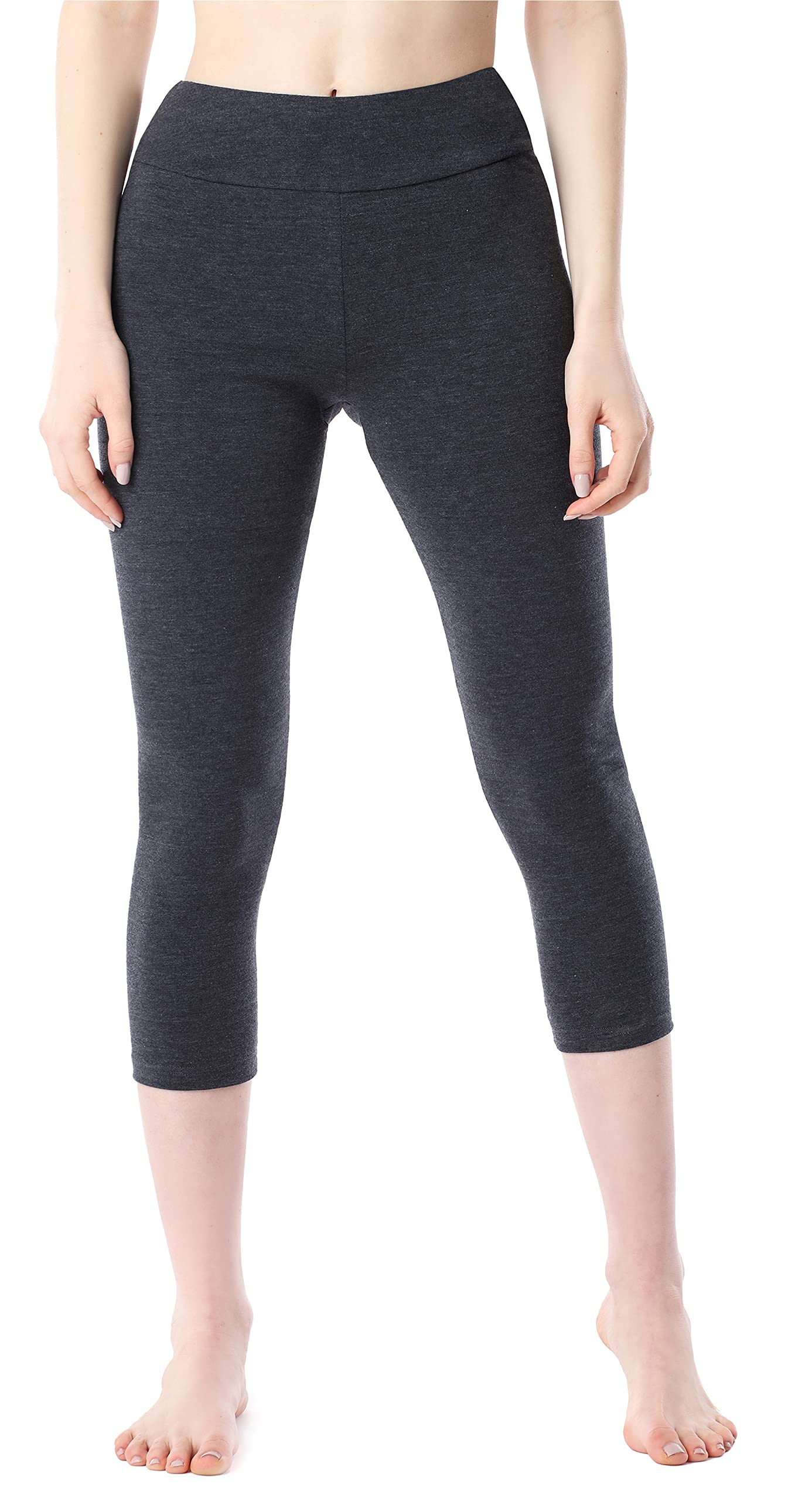 Merry Style Women's 3/4 Cotton Leggings MS10-430 (Dark Melange, M)