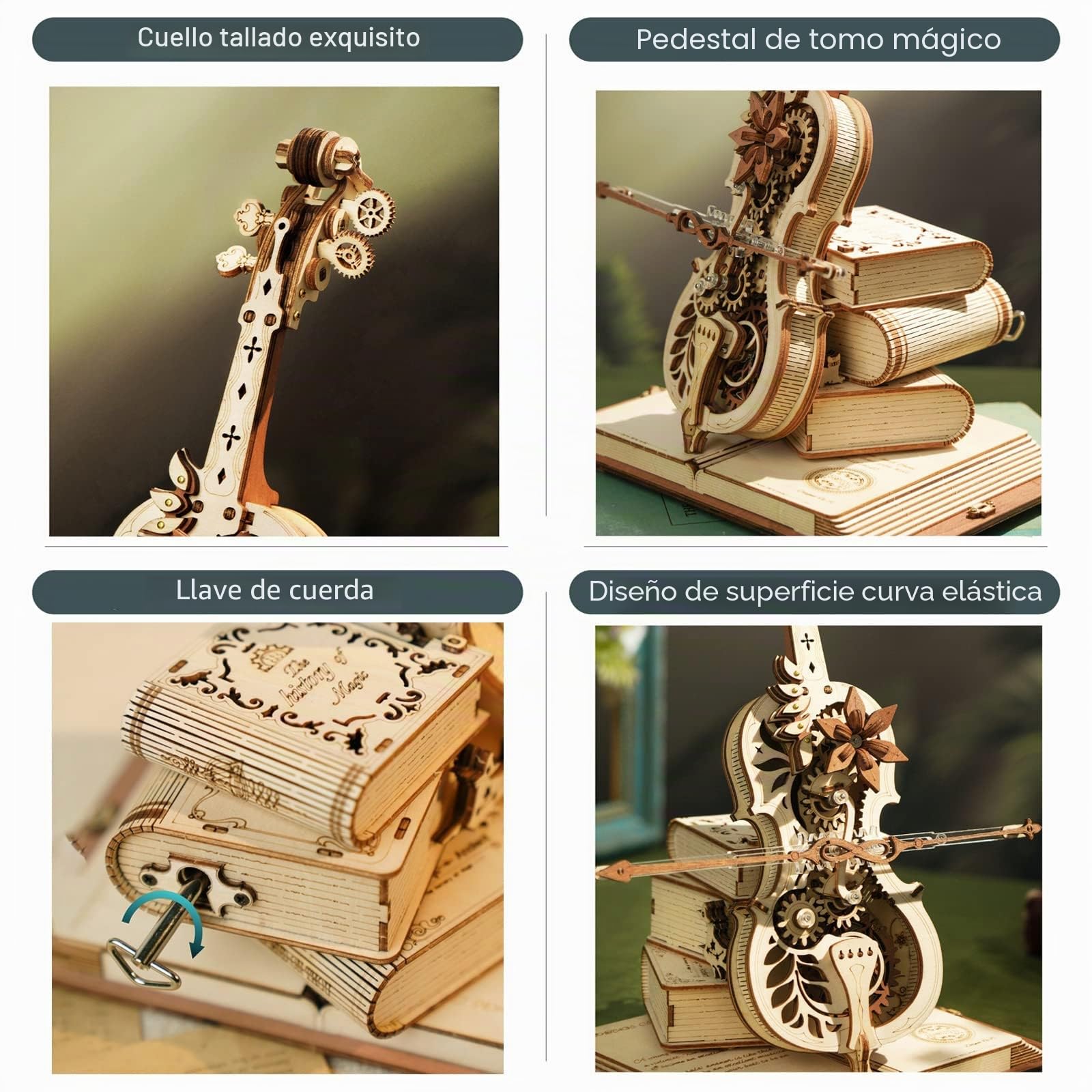 ROKR Puzzles 3D,Madera para Construir Adultos,Caja de Música,AMK63 | Maquette para principiantes, Decoración de Escritorio