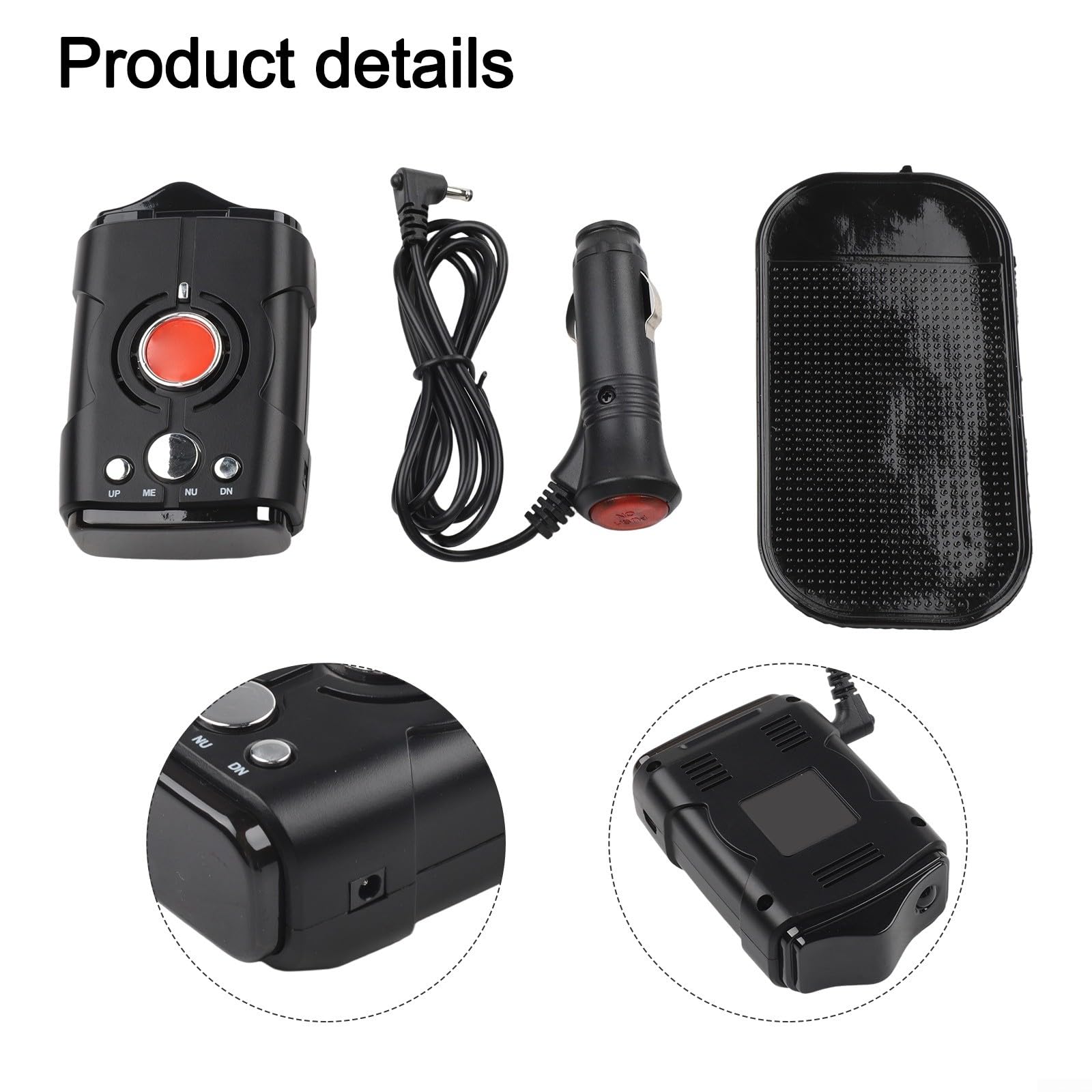360° Avertisseur de radar avec message vocal, chien électronique pour mesurer la vitesse et la détection de flash, compact 12 x 7,5 x 6,5 cm, ABS, pour voiture camion 12 V, noir