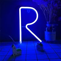 Vista 22 de Letras de neón azules, letreros LED que funcionan con pilas, luces LED del alfabeto, letrero de marquesina, letras decorativas de marquesina, luces