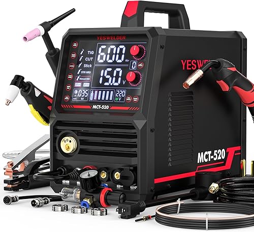 YESWELDER Combo de soldadores multifuncionales y cortador de plasma, 6 en 1 MIGFlux Core MIGCUTTIGStickSpool Gun, 200A MIGTIGStick y 50A CUT,