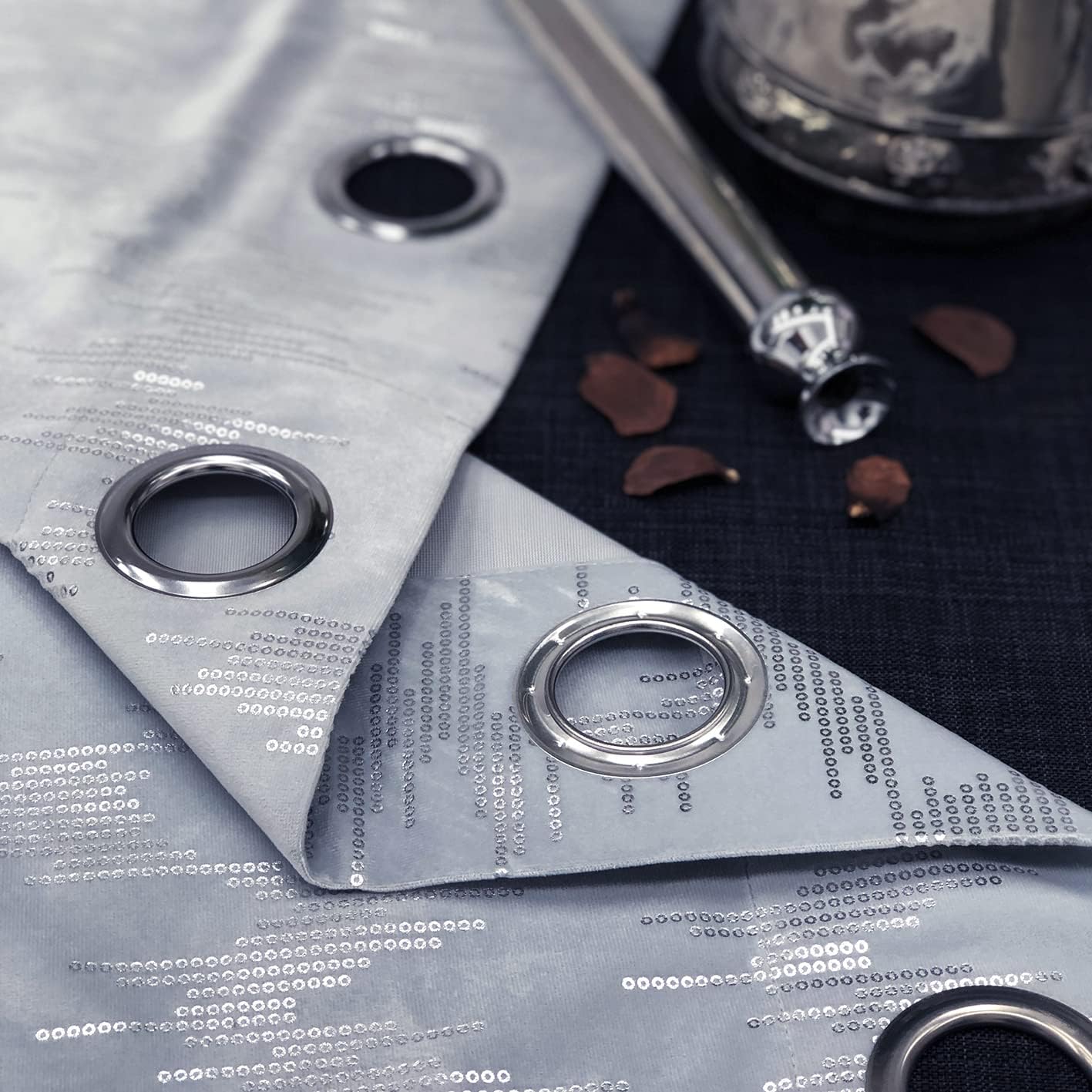 Get Discount 70% Price always4u Soft Velvet Silver Foil Print Window Curtains for Living Room 95 Inches Length Luxury Sequins Grommet Bedroom Curtains 2 Panels 🛒 Crazy Deals always4u Soft Velvet Silver Foil Print Window Curtains for Living Room 95 Inches Length Luxury Sequins Grommet Bedroom Curtains 2 Panels