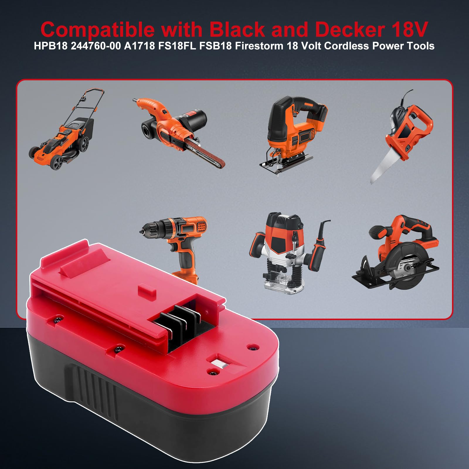 PDstation 2-Pack 4800mAh HPB18 Replacement Battery For Black & Decker 18V Cordless Tools - Upgraded NiMH, 86.4Wh