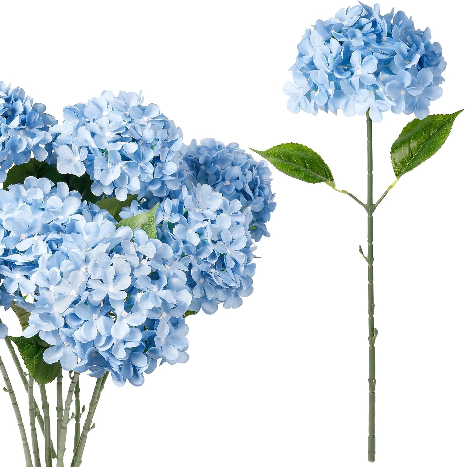 20 Fiori Artificiali di Ortensia Rossa da 22 Pollici per Decorazioni Domestiche, Centrotavola per Matrimoni, Feste di Compleanno - Composizioni Floreali Artificiali con Steli Blue