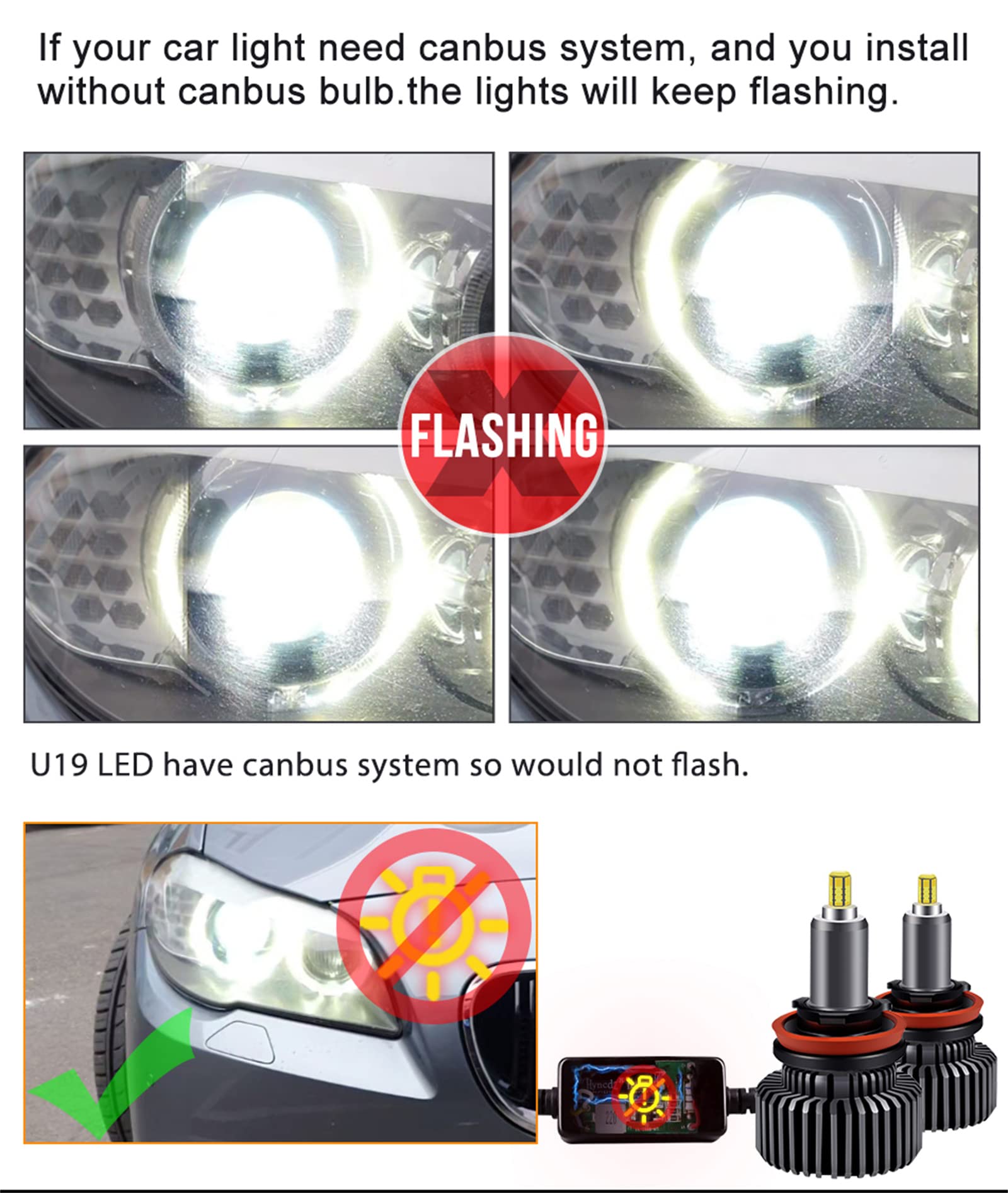 Bombillas LED Para Faros Delanteros, 360 Grados Ocho Lados Brillan 100W 30000 Lúmenes Kit De Conversión De Faros LED Superbrillantes 6000K Blanco Frío IP68 A Prueba De Agua, Paquete De 2,H7