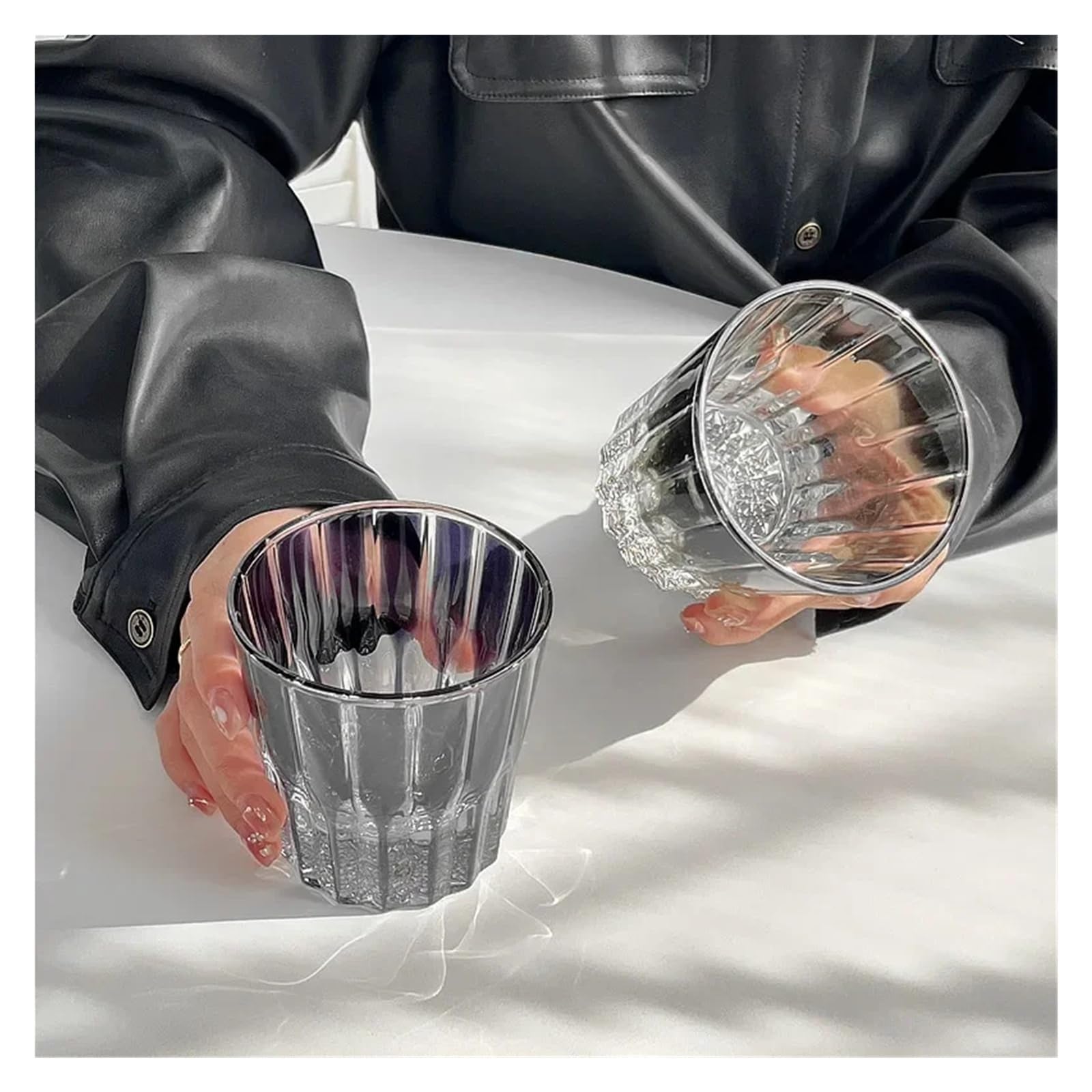 Kristallgläser 200 ml Stern Diamant Cut Rock Tasse Haushalt Wasser Tasse Glas for Bar Party Farbige Kristall Glas Tasse(Transparent)