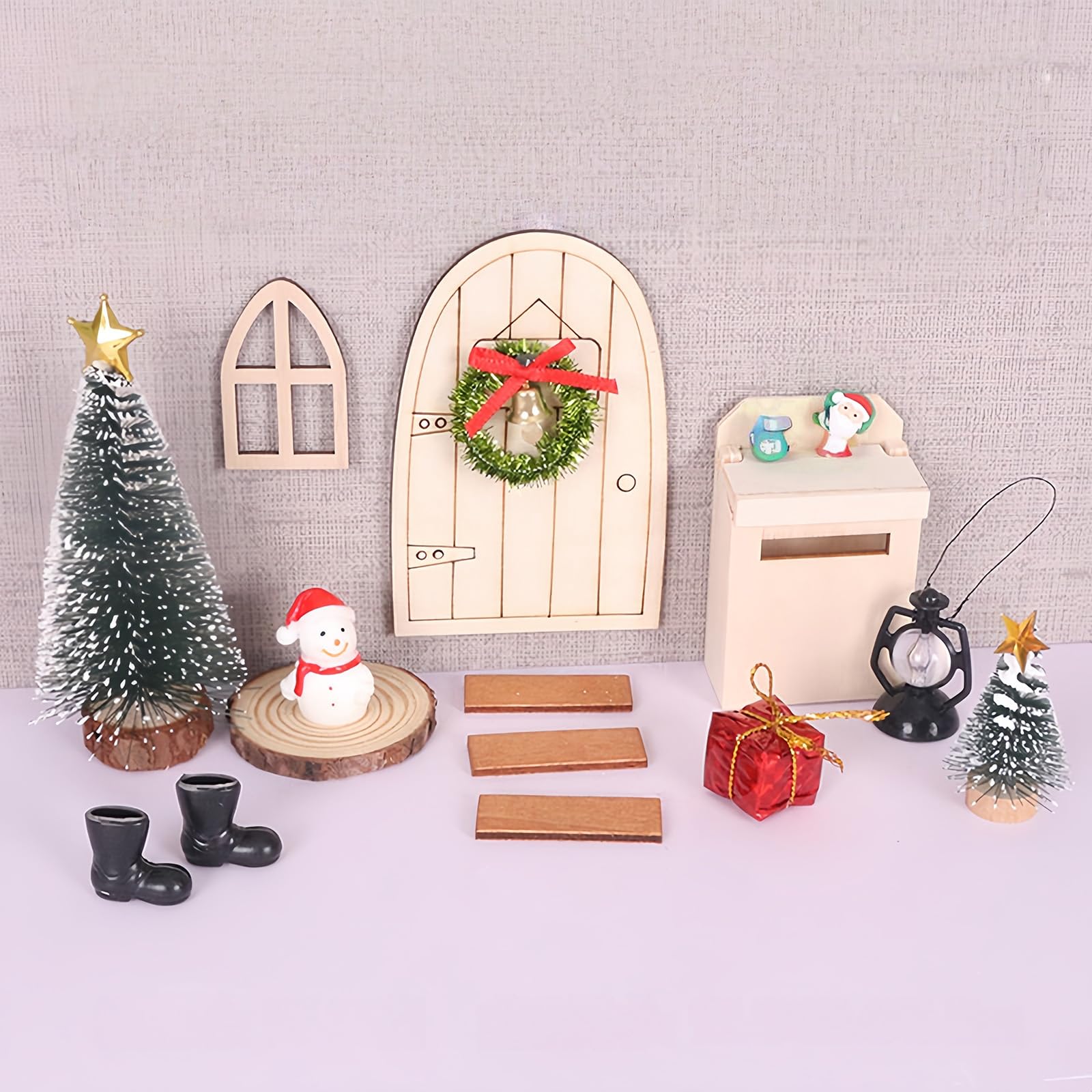 AWSOLAR 15 PCS Christmas Gnome Door Set, Mini Christmas Doll