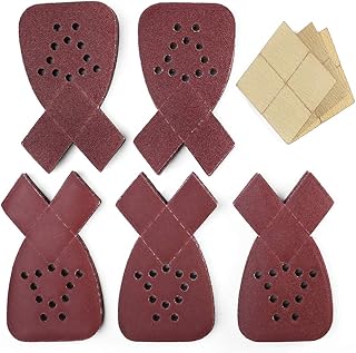 Sanding Sheets for Black and Decker Mouse Sanders, 50PCS 60 80 120 150 220 Grit Sandpaper Assortment with Extra Tips for Replacement, 12 Holes Hook and Loop Detail Sander Sanding Pads Sand Paper