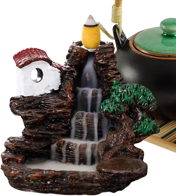 Quemador de Incienso Cascada de Resina - Soporte Decorativo para Aromaterapia y Relajación