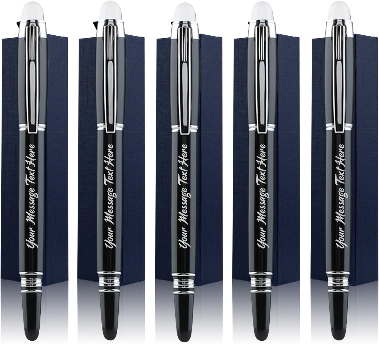 Ancolo Personalized Ballpoint Pens - Luxury Smooth Writing Set, Medium Point Black ink - Custom with Your Name or Message, Gift for Students/Teacher/Manager/Lawyer/Professor 5PCS/Pack