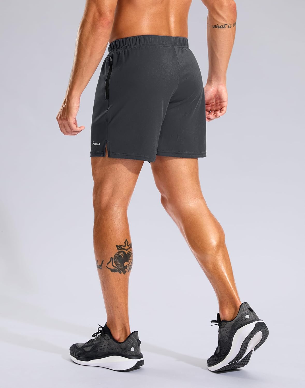 Pudolla Men's Workout Running Shorts with Zipper Pockets 5" Lightweight Quick Dry Athletic Gym Mesh Shorts no Liner - Image 2