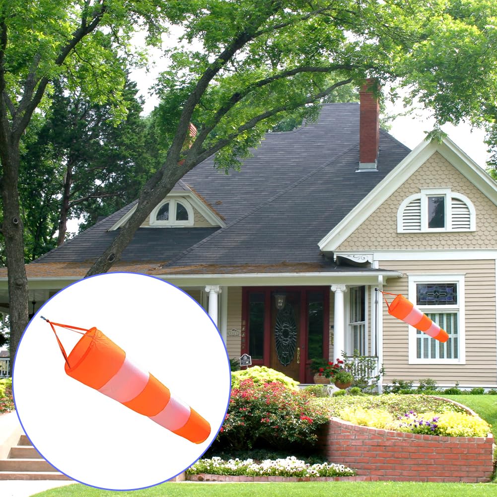 Tiiyee Airport Windsock, Wind Direction Measurement Sock Bag Outdoor Hanging Flags Indicators with Reflective Belt Long Waterproof Replacement Decor for Outside Home Yard Garden Rip Stop Farm 39in