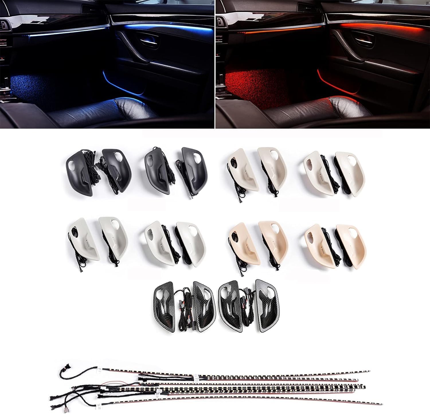 Car Interior Decorative Led Ambient Door Light Stripes Atmosphere Light with 2 Colors Compatible with BMW 5 Series F10/F11/F18 2010-2017 (Beige)