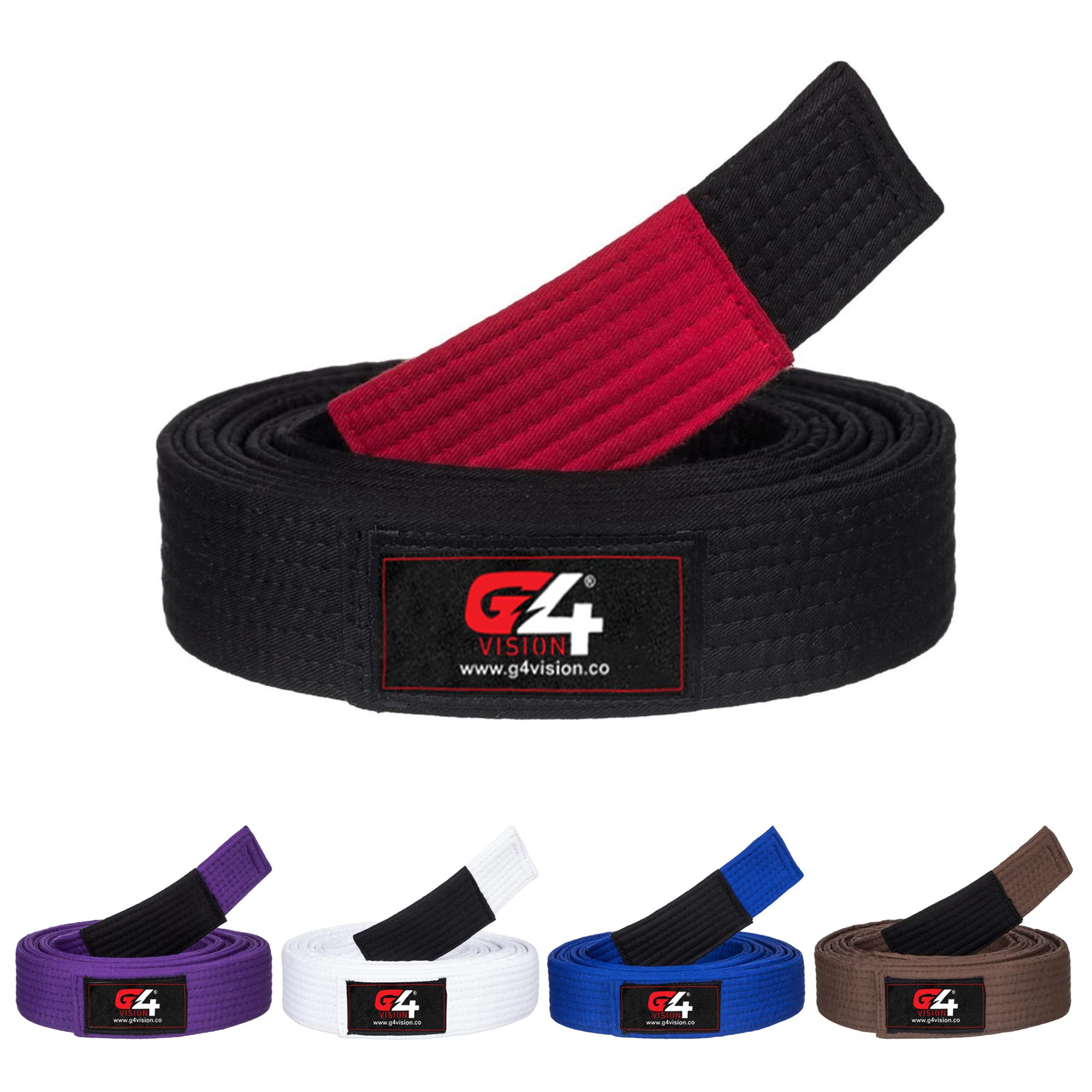 G4 VISION Jiu Jitsu Belt BJJ Belts Brazilian Adult A1 A2 A3 A4 Black Brown Purple Blue White