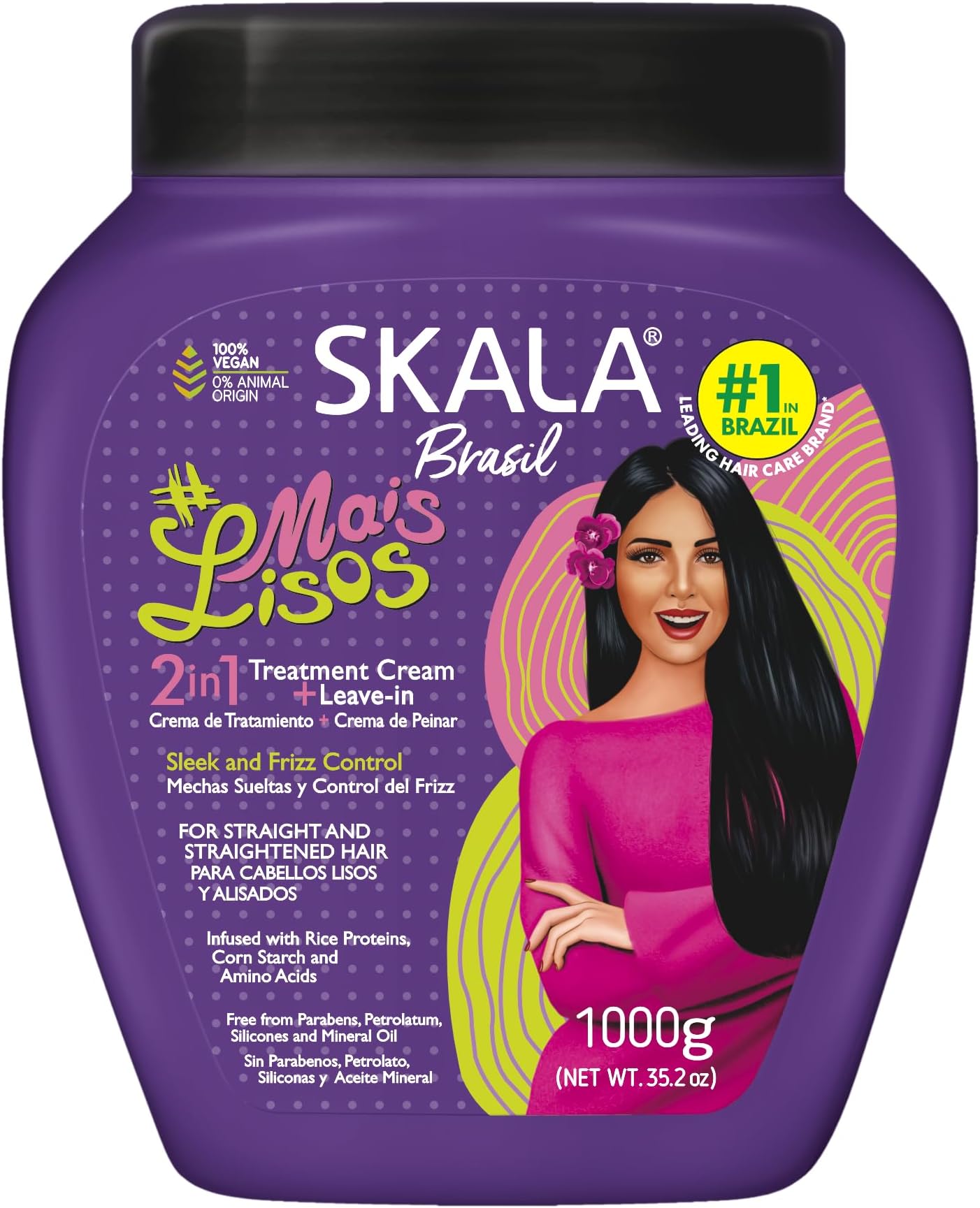 Mais Lisos Hair Type 1A - Hydrate Waves, Anti-Frizz 2 IN 1 Conditioning Treatment and Combing Cream