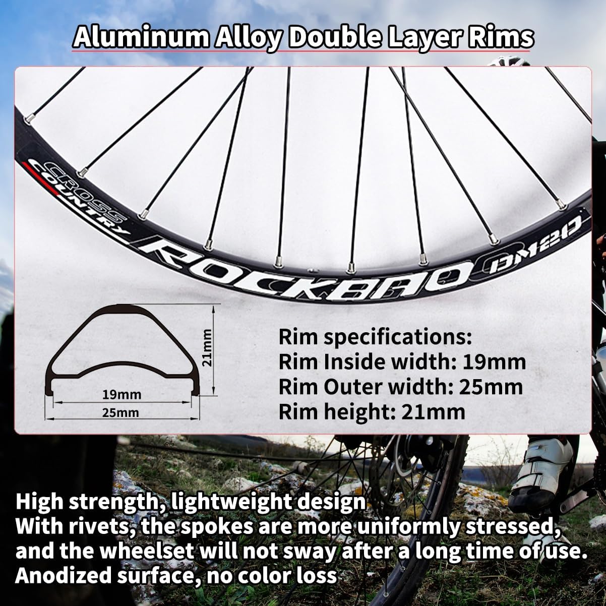 24/26/27.5/29'' Mountain Bike Wheelset Thru Axle Front 15x100mm Rear 12x142mm Wheels Double Layer Aluminum Alloy Rims Disc Brake 32H Hubs for 7/8/9/10/11Speed(Purple,26in)