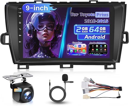 Miniatura 8 de Roinvou Estéreo Android CarPlay 2+32G para radio Toyota Prius 2010-2015, pantalla táctil de 9 pulgadas, navegación GPS en el salpicadero con CarPlay