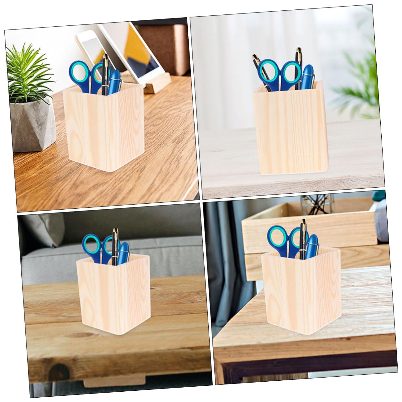 PRETYZOOM 16 Pz Barile di stoccaggio in legno organizer da scrivania con penna porta pennelli per trucco portamatite portapenne tazza della penna Portaspazzole porta di legno