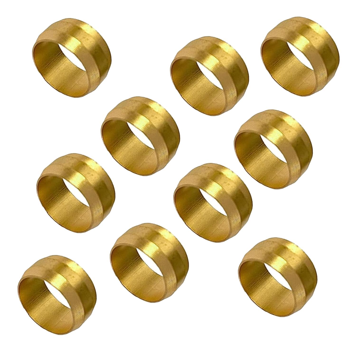 10Pcs Copper Compression Oval Copper, 15mm Tube OD Compression Sleeves Ferrules for Water/Gas Lines, HVAC Systems