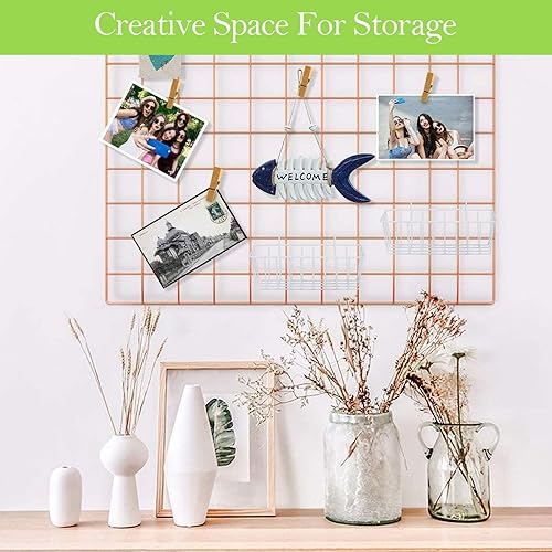 Miniatura 7 de Paquete de 10 cestas de alambre para colgar en panel de rejilla de pared, cesta de almacenamiento de pared de metal y exhibición, cesta de